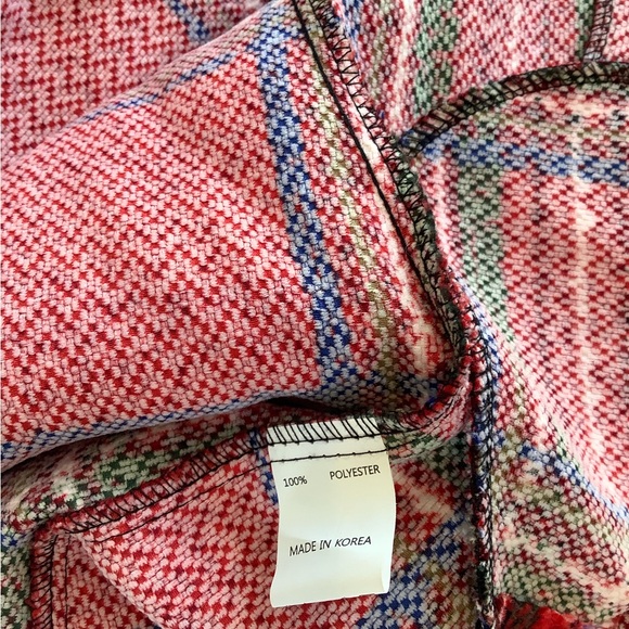 Damee Women's Size L Red Plaid Designer Dress Blazer NWOT - Picture 6 of 6